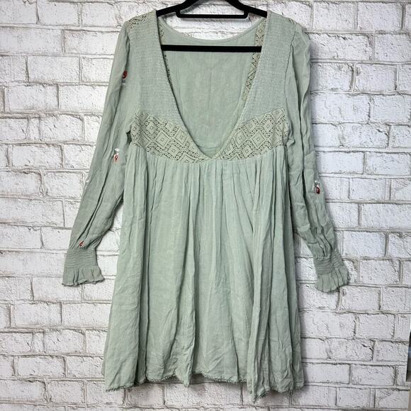 Free People Sage Green Embroidered Mini Dress - Picture 4 of 12